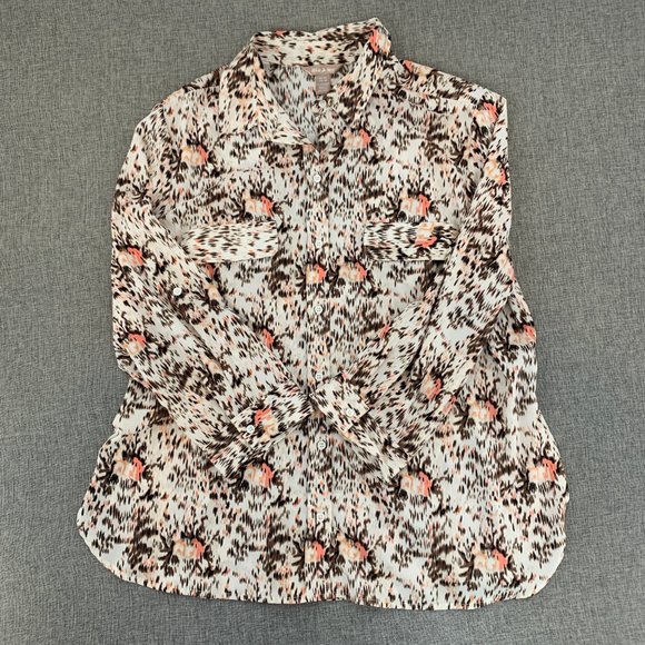 White‎ Stag Button Down Chiffon Blouse Collared XL (16-18) Long Sleeve Polyester - Picture 2 of 13